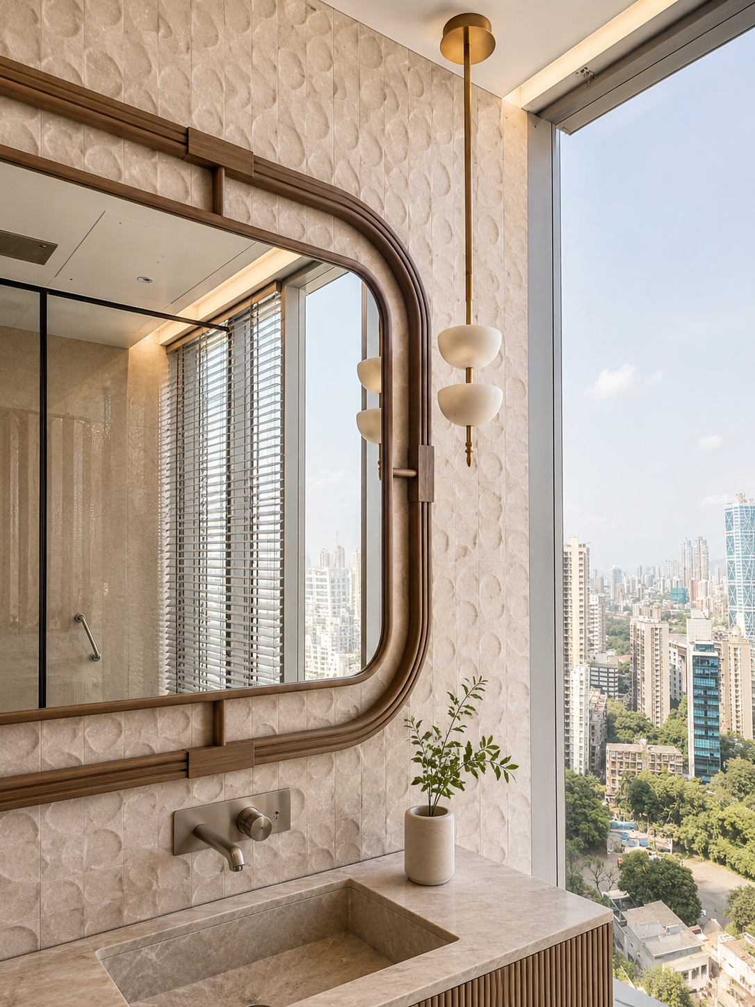 Modern Bathroom With City
